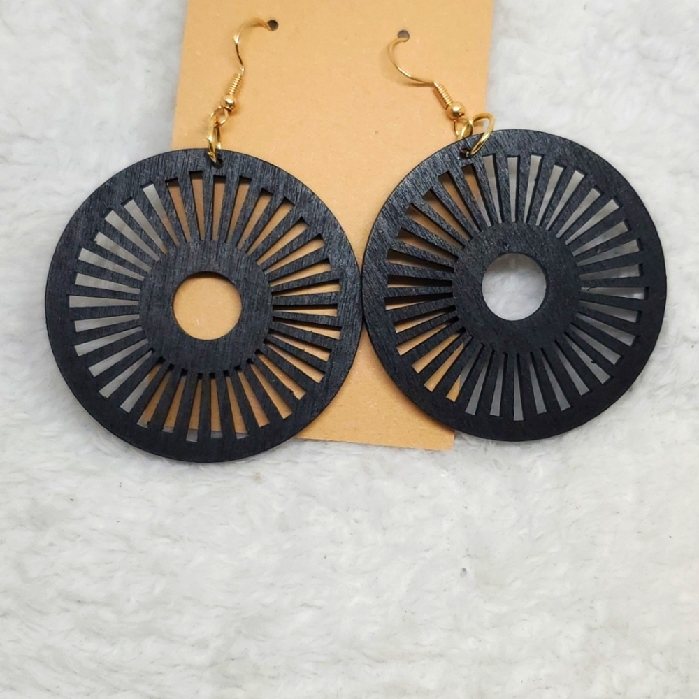 7/$10 Black Wooden Earrings, New